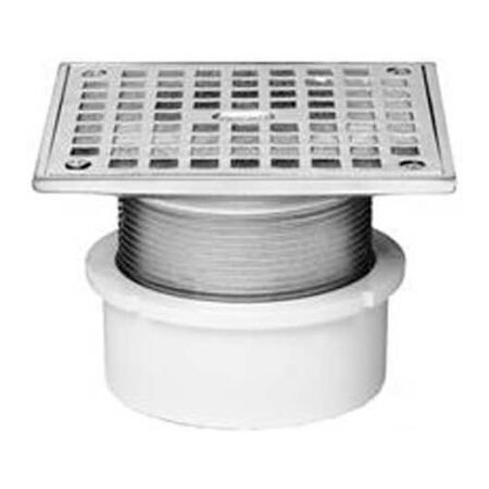 Oatey Oatey 6" ABS Adjustable Commercial Drain 6" Cast Chrome Square Grate and Square Top 82266